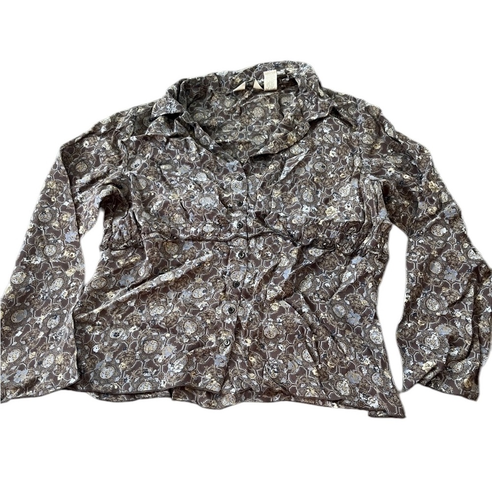 Vintage Y2K J. Jill Womens Paisley Button Down Patterned Top Size Medium